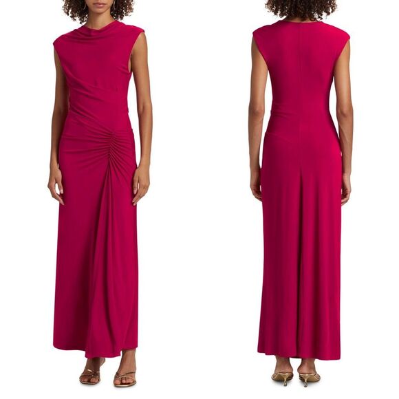 SIMKHAI Acacia Sleeveless Draped Midi-Dress in Cherry Size XS $495 - Picture 1 of 10